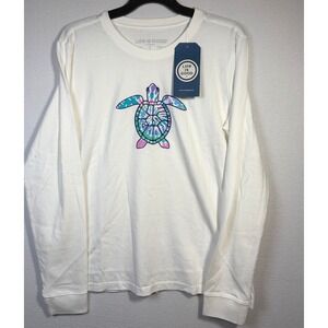 Life is Good Crusher Tee Womens Large White NWT Tie Dye Sea Turtle Long Sleeve